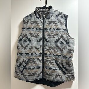 Geometric Patterned Gray and Brown Women's Vest